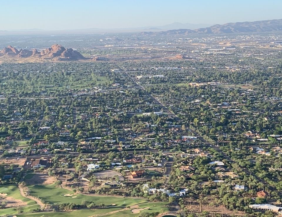 aerial view of Scottsdale AZ, Living in Scottsdale vs Chandler Arizona