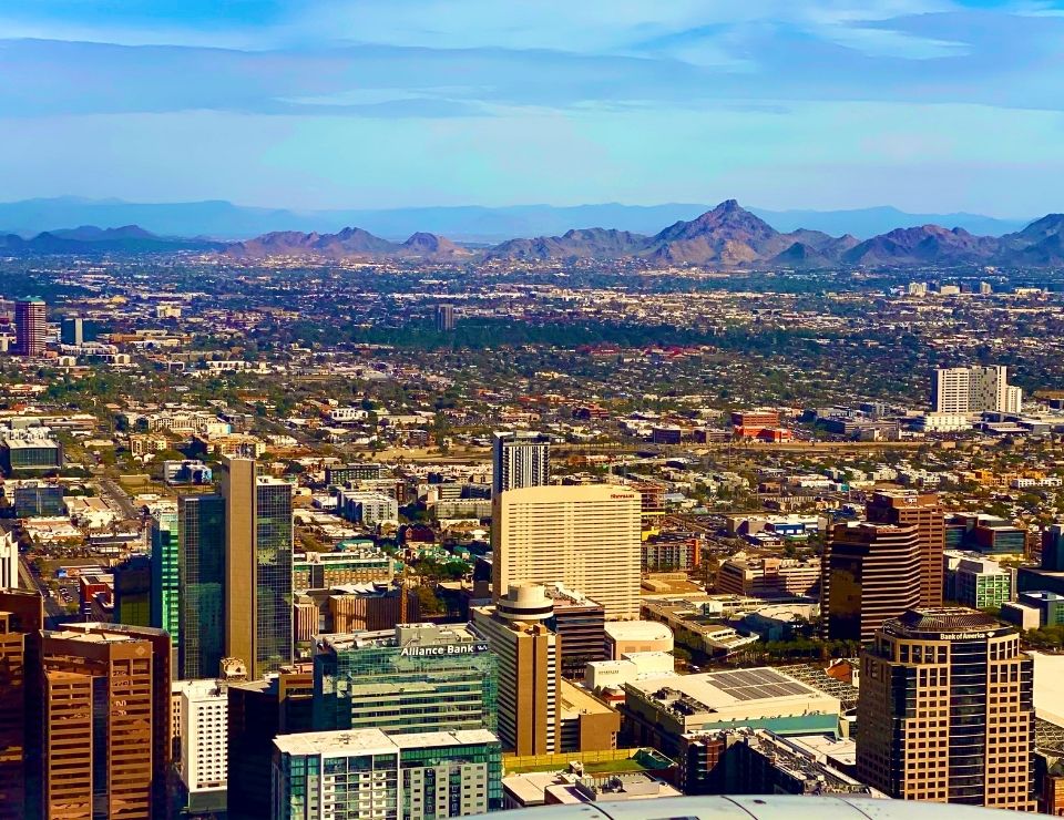 aerial view of Phoenix neighborhoods, Most Walkable Neighborhoods in Phoenix Arizona