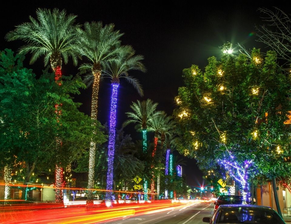 main street of Chandler AZ at night, top cities to live in Phoenix AZ