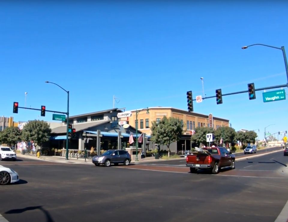 view of downtown GIlbert main street, Gilbert Arizona suburb of Phoenix