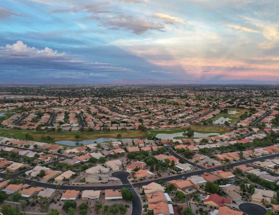 aerial view of a Phoenix AZ neighborhood, 5 things to know about renting a house in Arizona