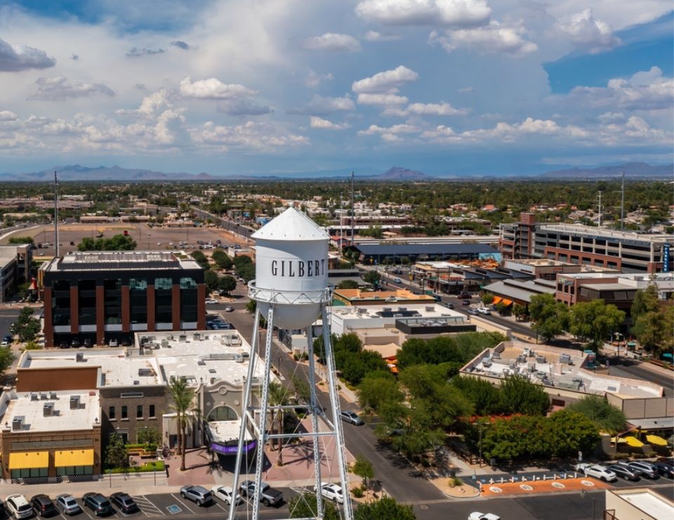 aerial view of downtown Gilbert, What do know about living in Gilbert Arizona