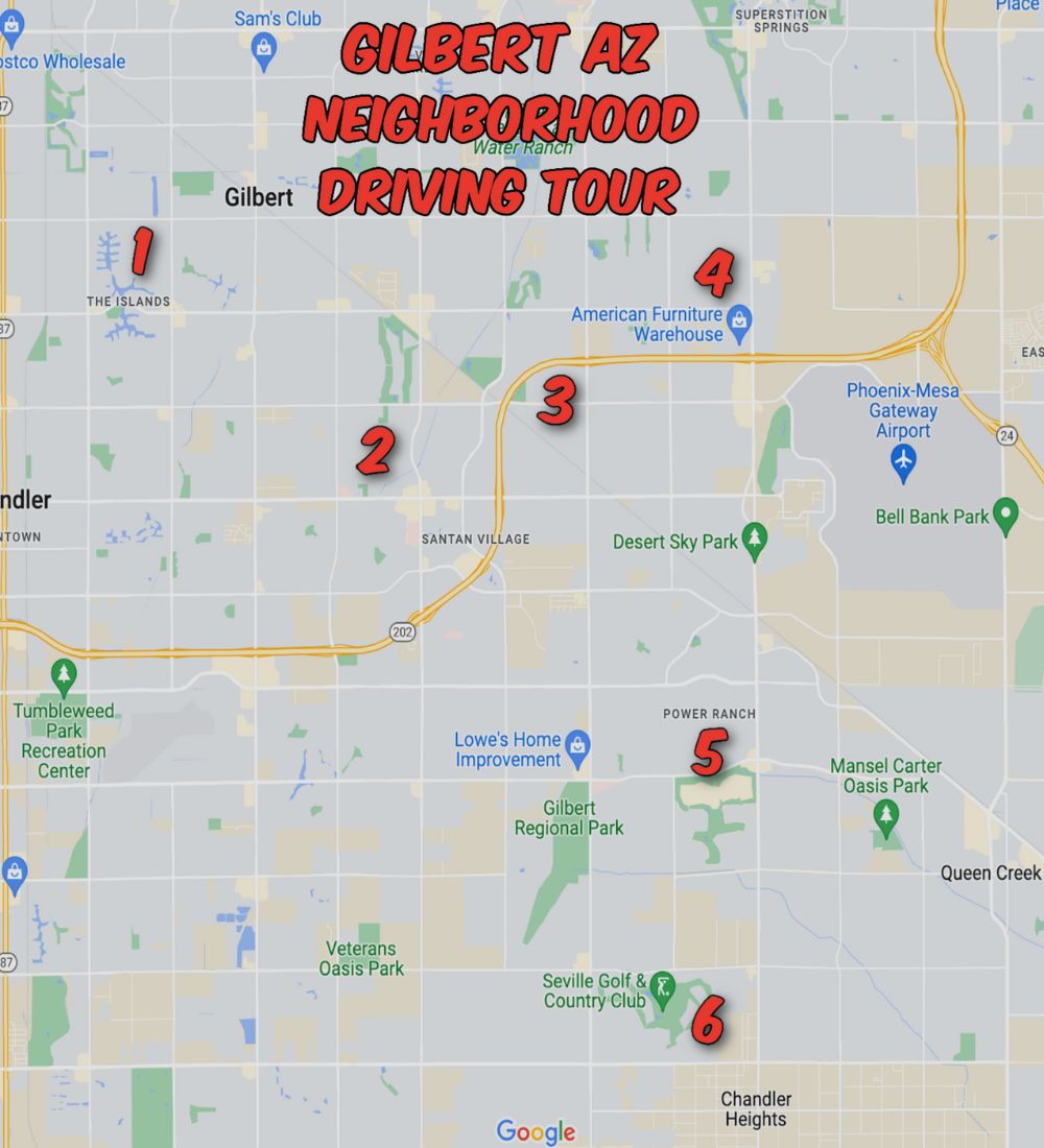 Map of Gilbert Arizona neighborhood